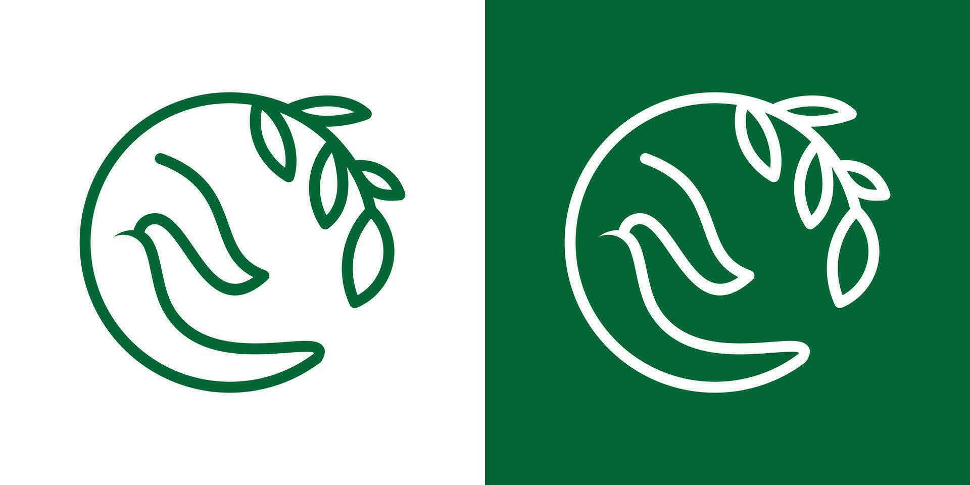 Logo Design Hand ,Vogel und Kreis Pflanze Symbol Vektor minimalistisch