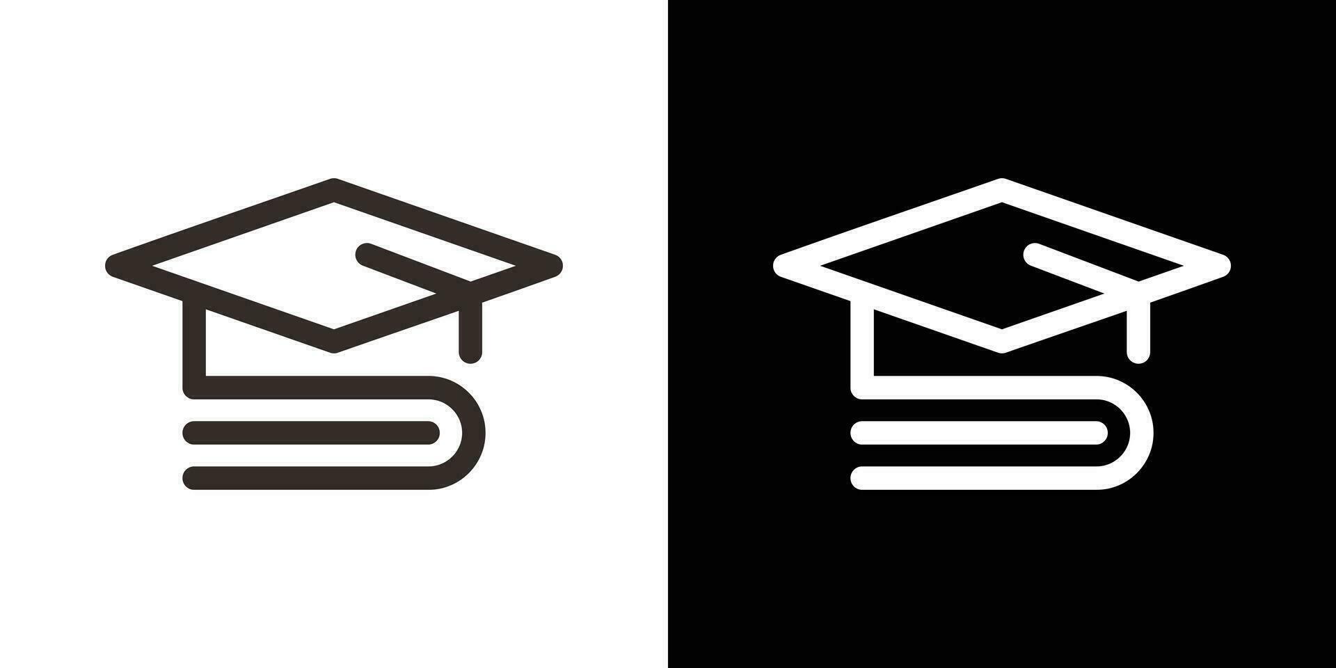 Logo Design Hut Abschluss und Buch Symbol Vektor Illustration