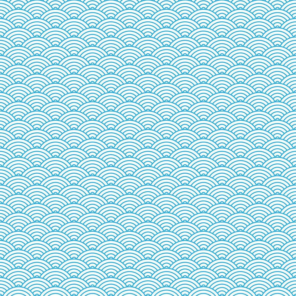 Blau und Weiß nahtlos geometrisch japanisch Wellen Muster seigaiha-mon vektor