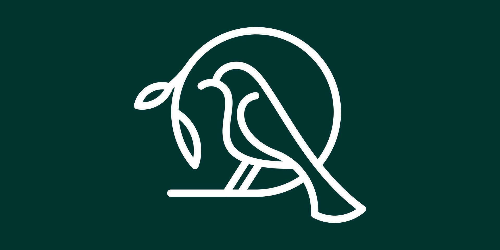 logotyp design fågel och blad i cirkel ikon vektor inspiration