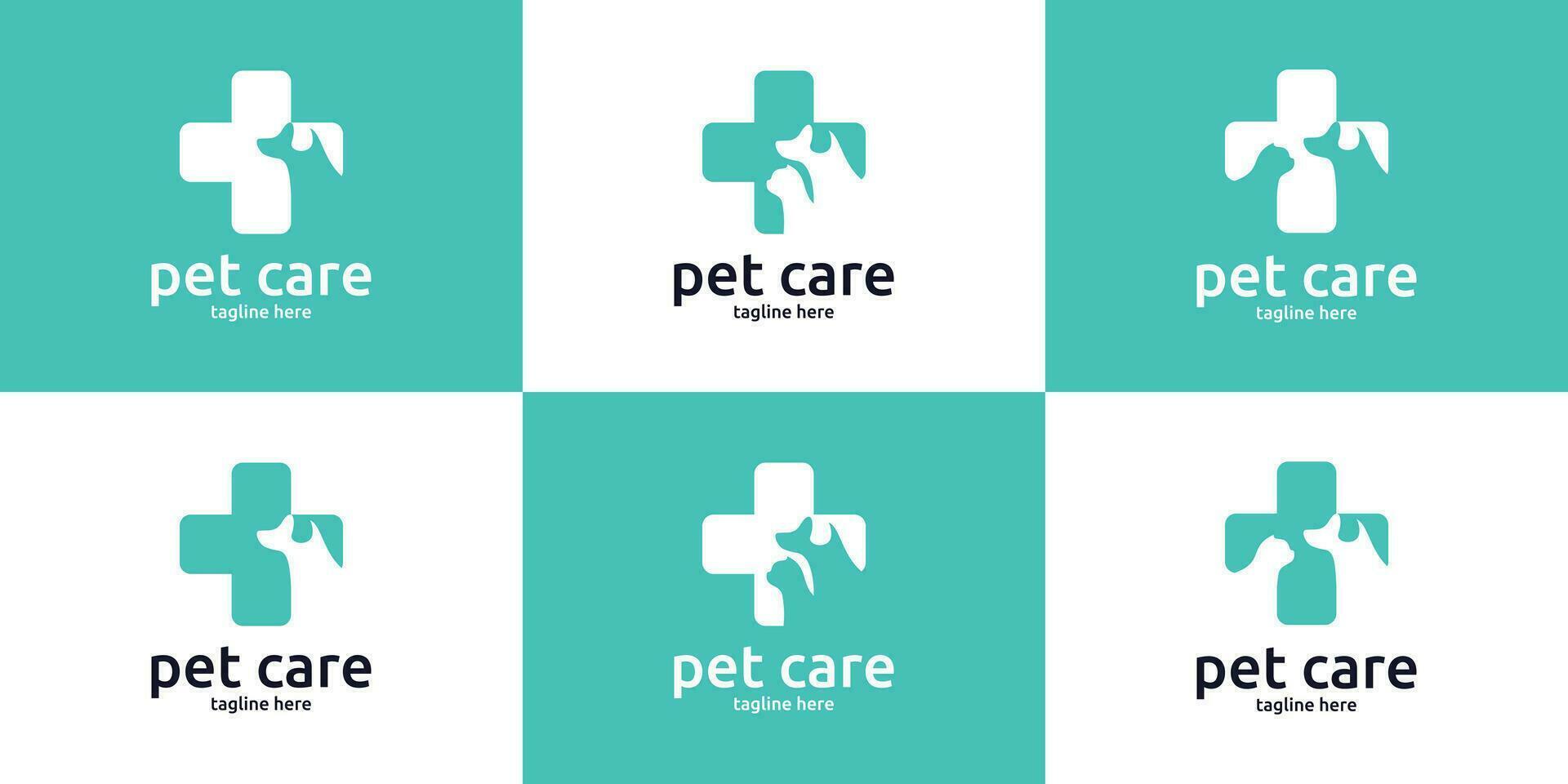 logotyp design kombination av plus former med sällskapsdjur, sällskapsdjur vård, hälsa. vektor