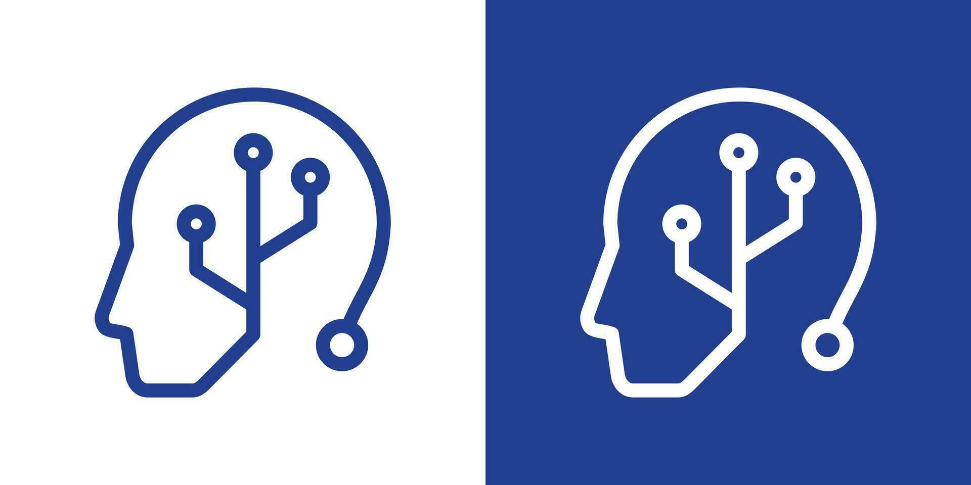 Logo Design Kopf Gehirn Technik Daten Symbol Vektor Inspiration