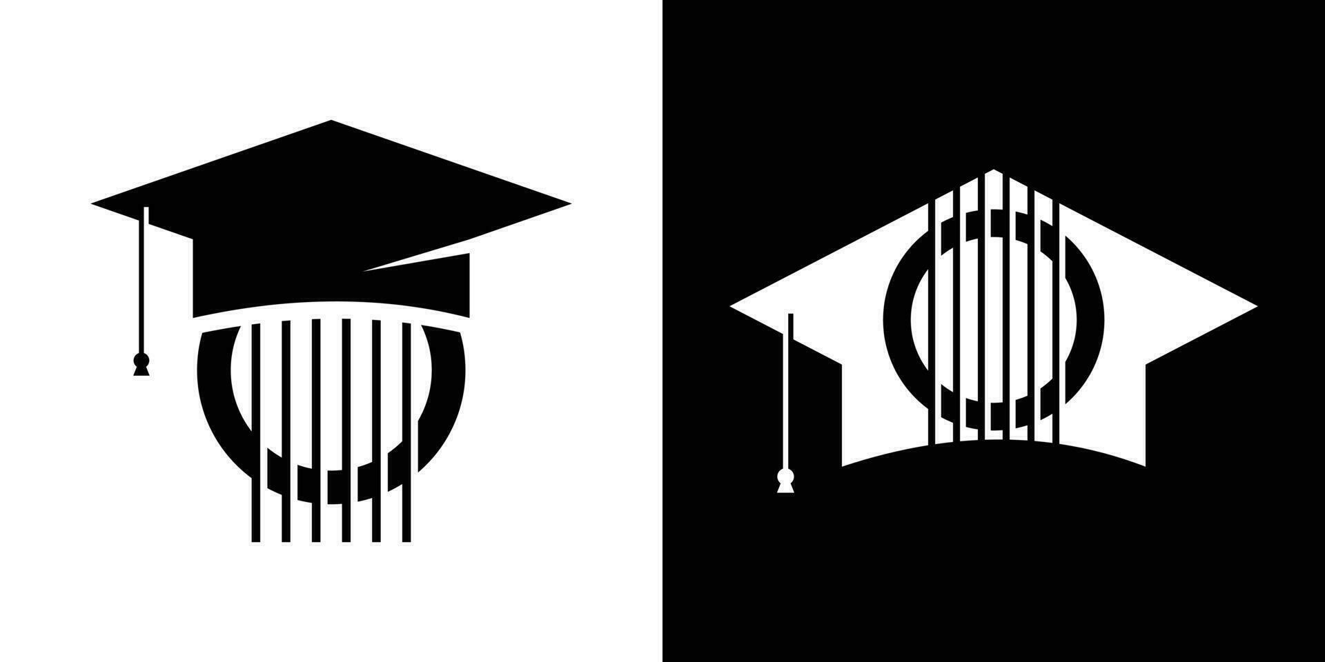 Logo Design Hut Abschluss und Gitarre Symbol Vektor Illustration