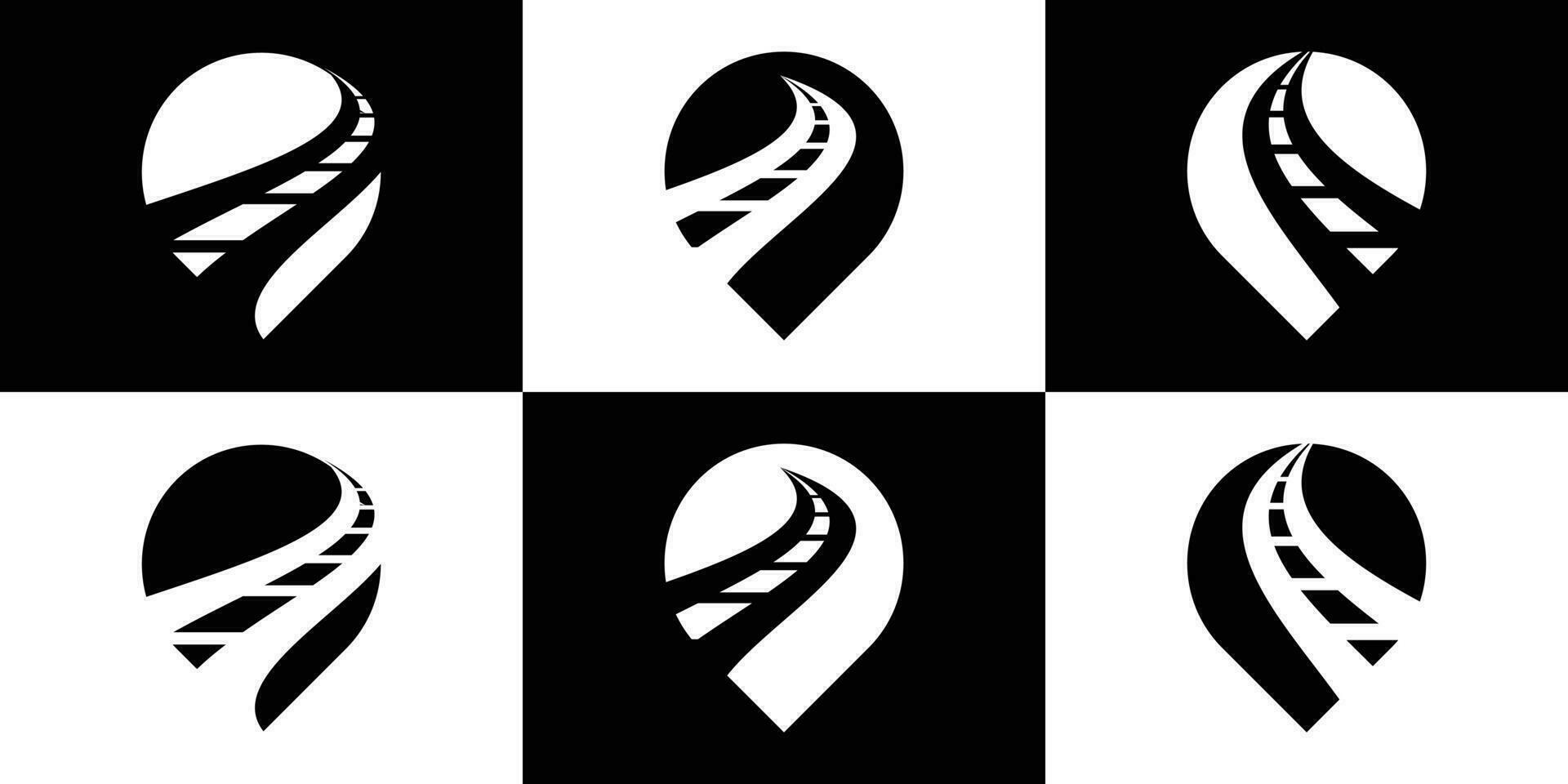 Straße Karte Logo Design, Standort Punkte und Route Karte Negativ Raum Symbol Vektor Illustration