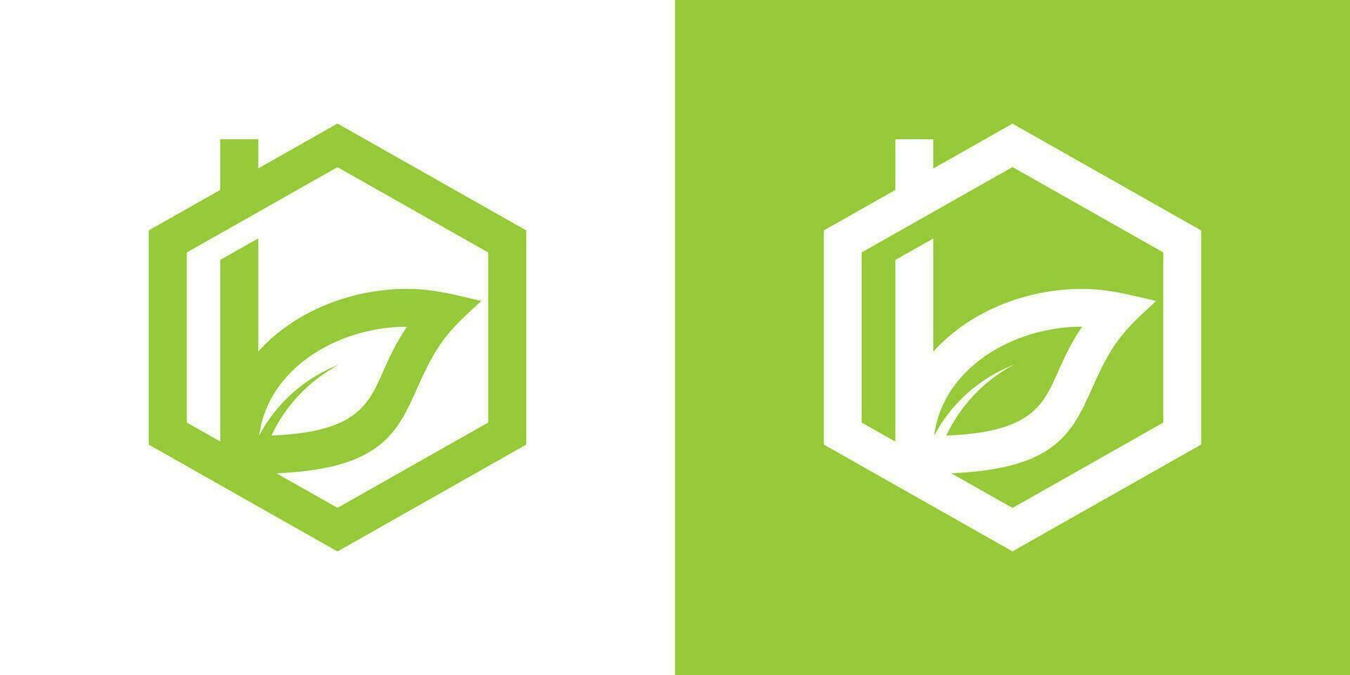 logotyp design byggnad och blad minimalistisk logotyp ikon vektor illustration