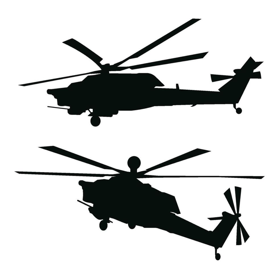 russain Attacke Hubschrauber Silhouette Vektor Design