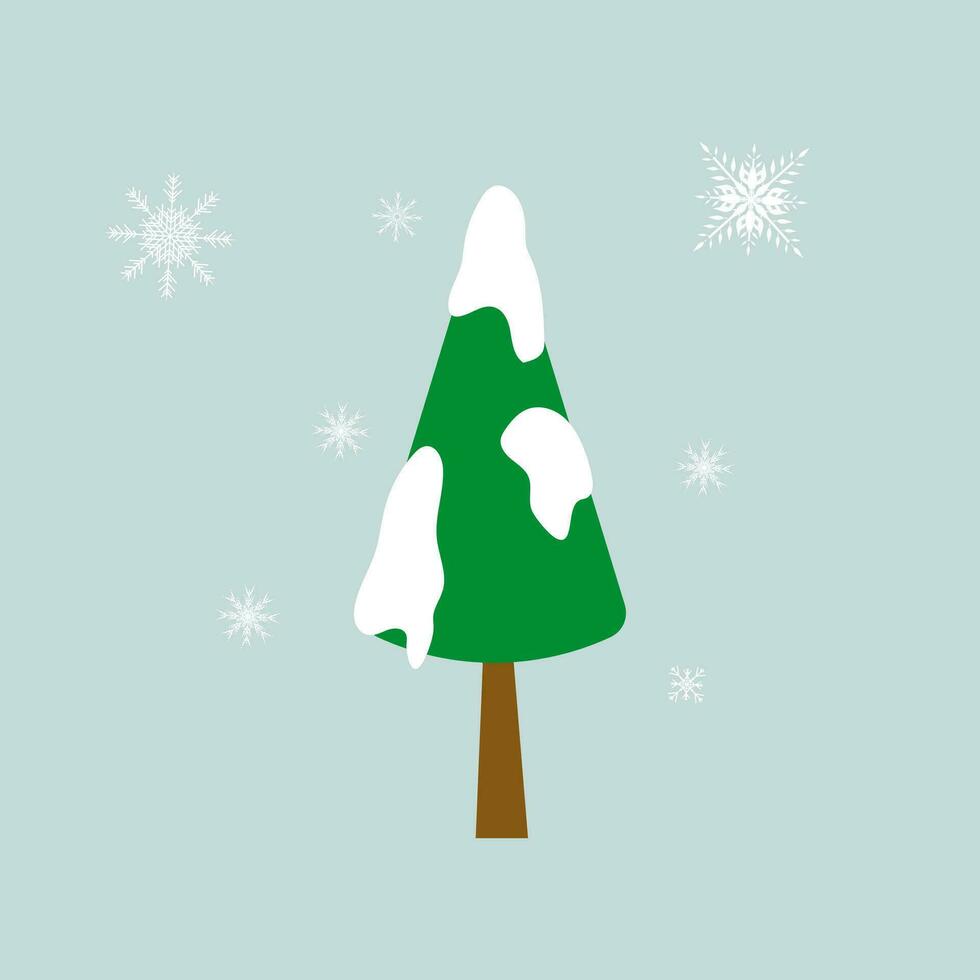 Grün Weihnachten Baum und Schnee Flocken auf Licht Blau Hintergrund, benutzt zum Frühling Konzept, Vektor, Illustration vektor