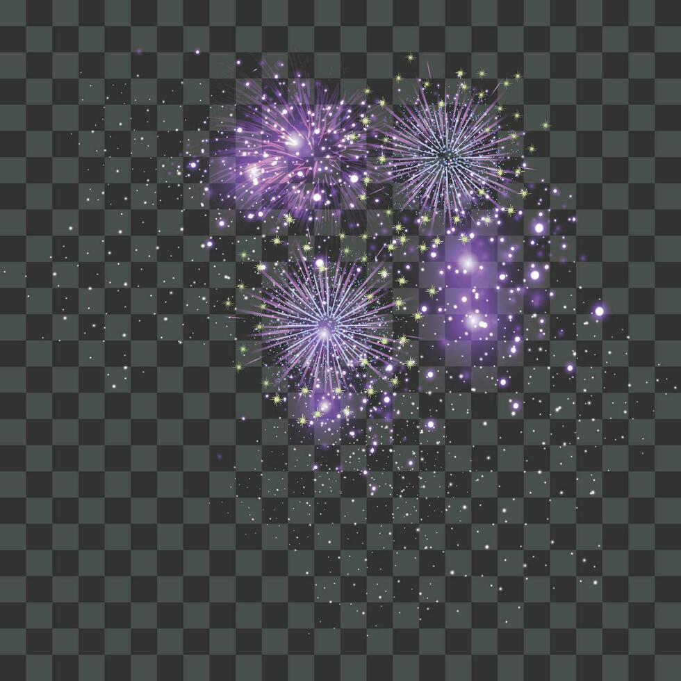 Vektor Feuerwerk Animation realistisch transparent Konzept mit Feier Symbole Illustration