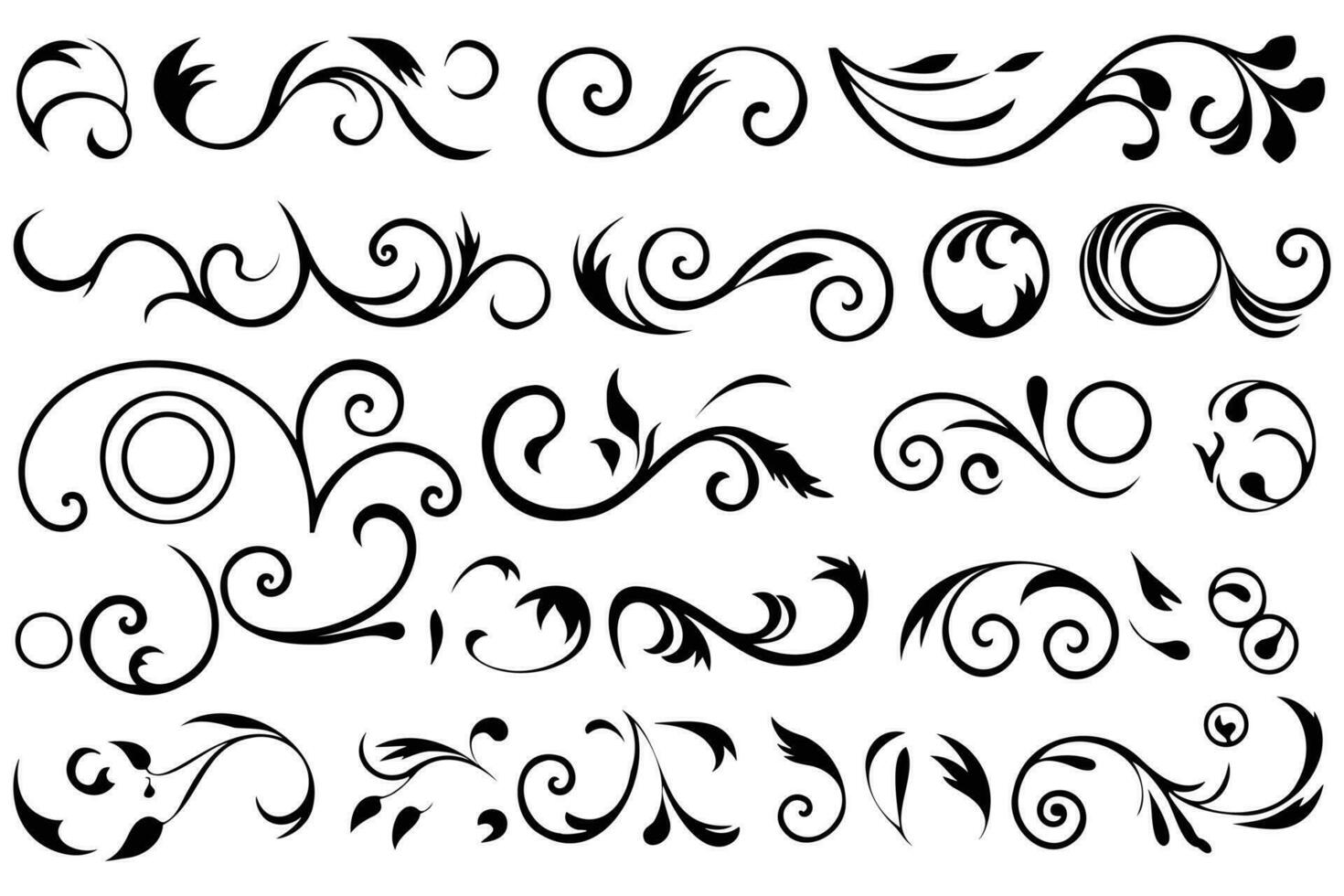 Grafik Eleganz Zier Kalligraphie einstellen mit dekorativ Blumen- Elemente vektor
