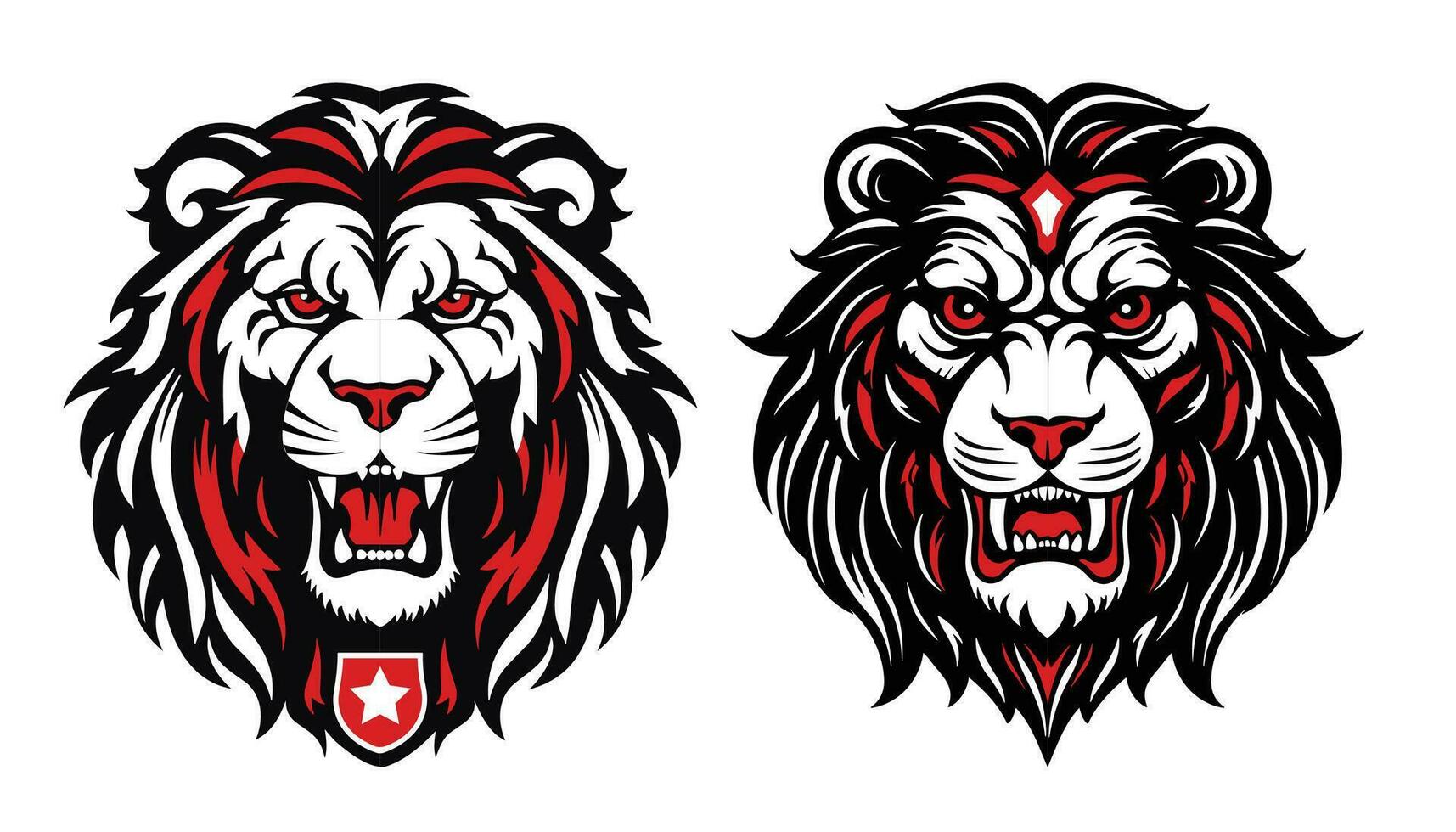 Tiger Zorn Gesicht mit rot und schwarz Farbe Vektor Illustration Maskottchen Logo Vektor