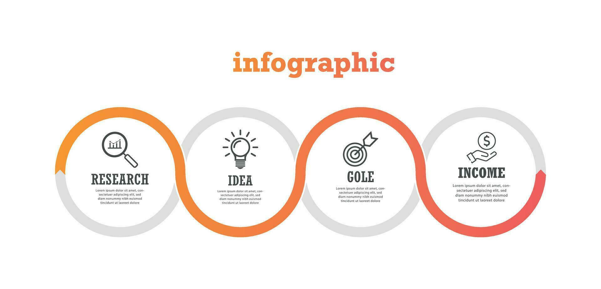 Geschäft Verfahren. Zeitleiste Infografiken mit 4 Schritte, und Optionen. Vektor Diagramm, Netz Infografik Vorlage Design.