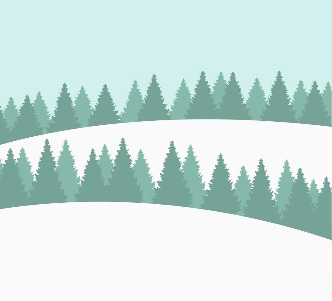 Tanne Schnee Wald. Winter Landschaft. Weihnachten Bäume. Urlaub Karte. glücklich Neu Jahr Vektor Illustration.