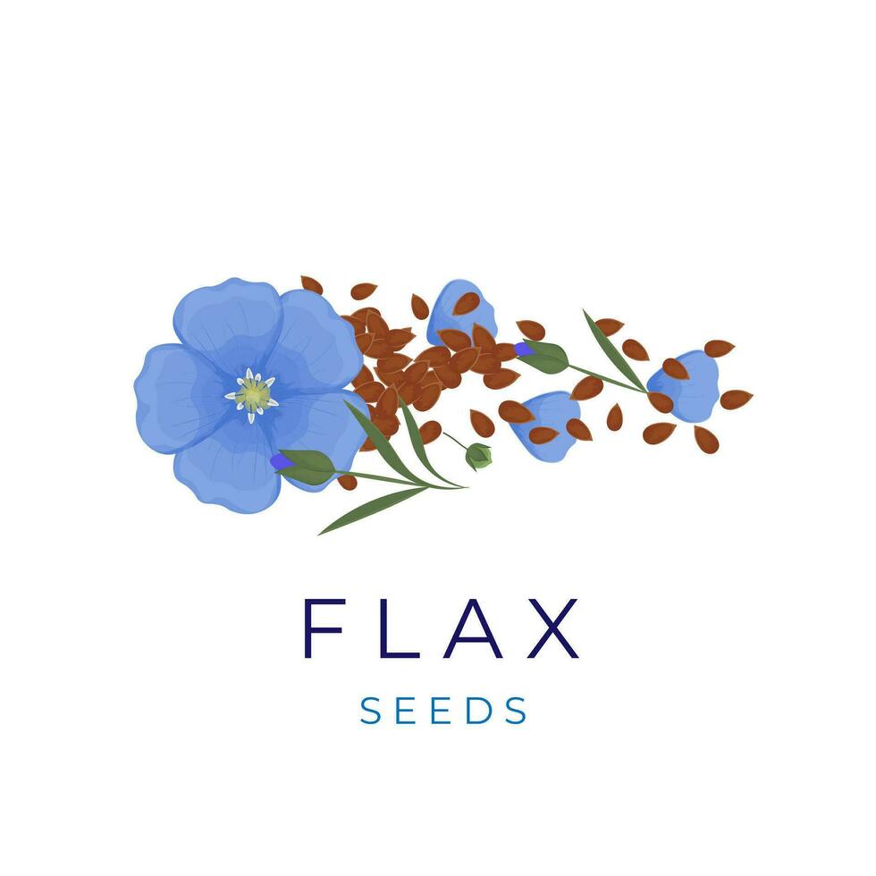 Logo Illustration von Flachs Saat mit Blumen vektor