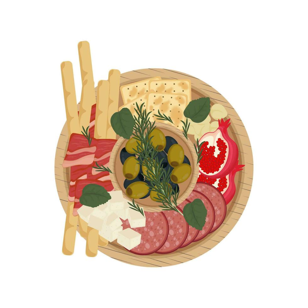 platt lägga antipasti antipasto vektor illustration logotyp