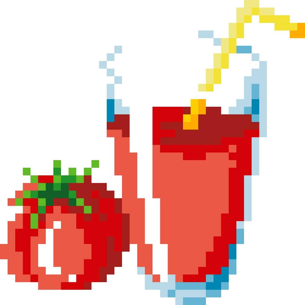 Tomate Saft Karikatur Symbol im Pixel Stil vektor