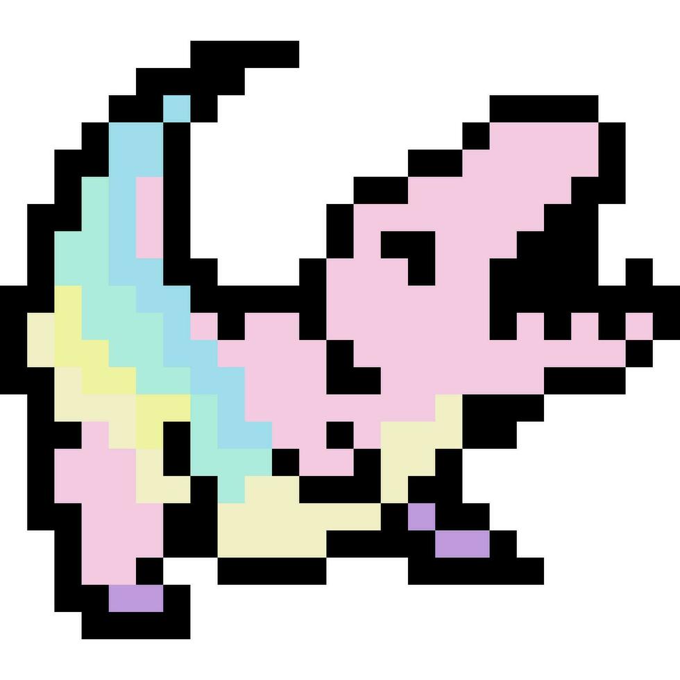 Dinosaurier Karikatur Symbol im Pixel Stil vektor