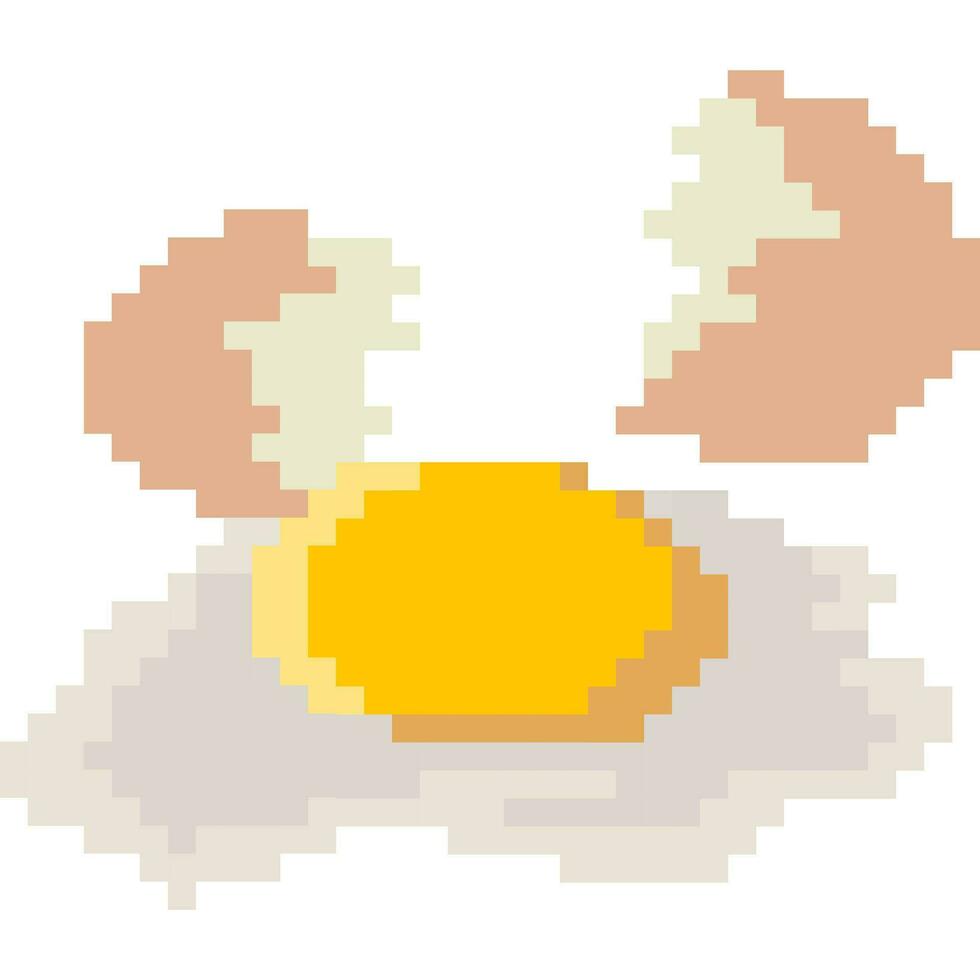 knäckt ägg tecknad serie ikon i pixel stil vektor