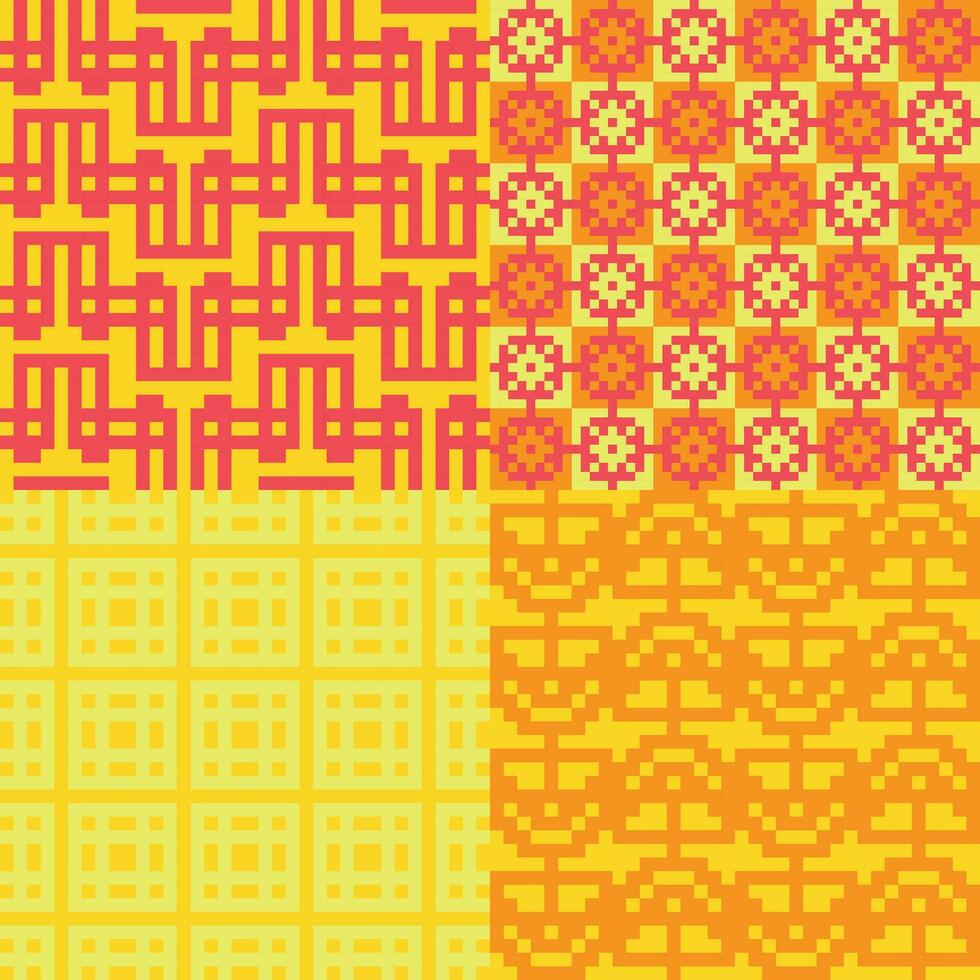 fyra annorlunda mönster med annorlunda färger och mönster vektor