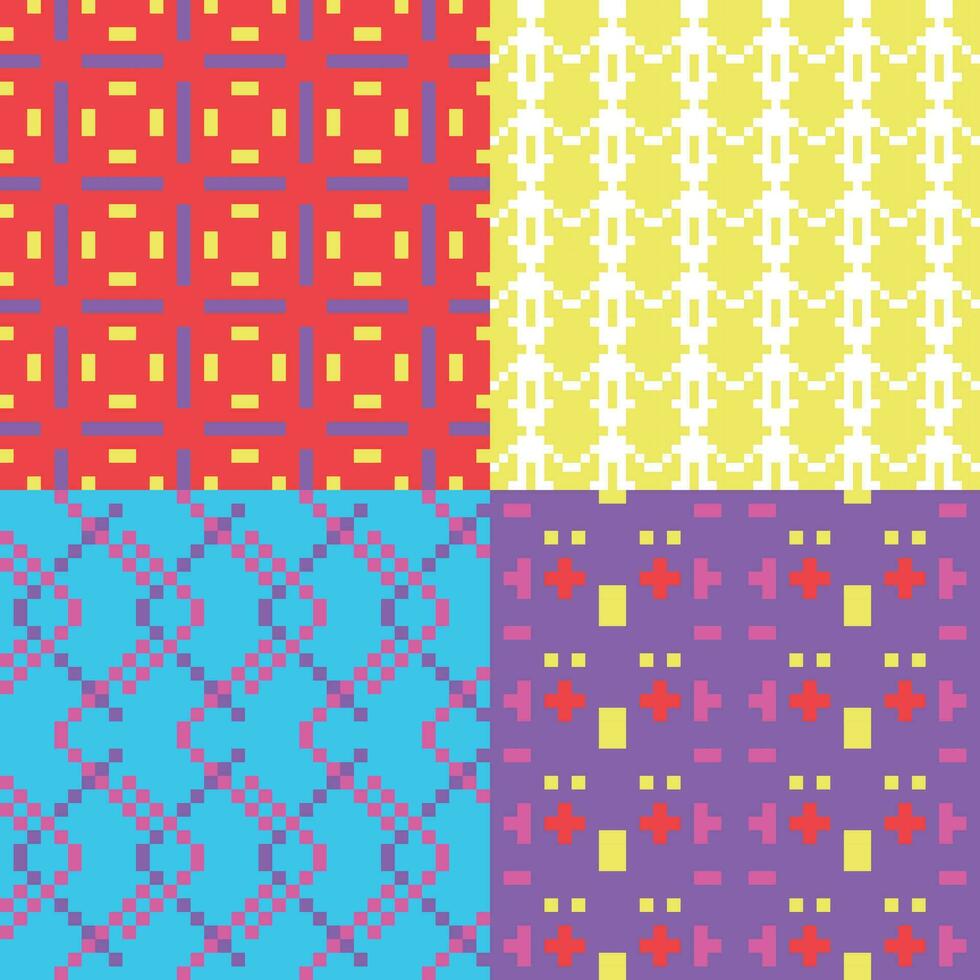 vier anders Muster mit anders Farben und Designs vektor