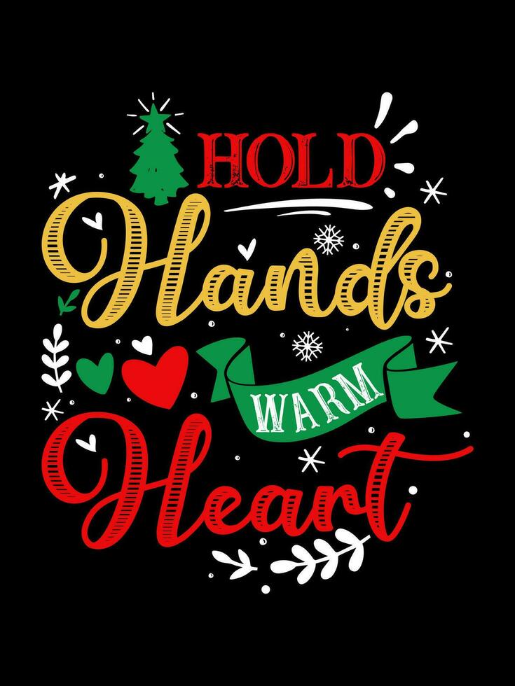 halt Hände warm Herz Weihnachten Typografie T-Shirt Design vektor