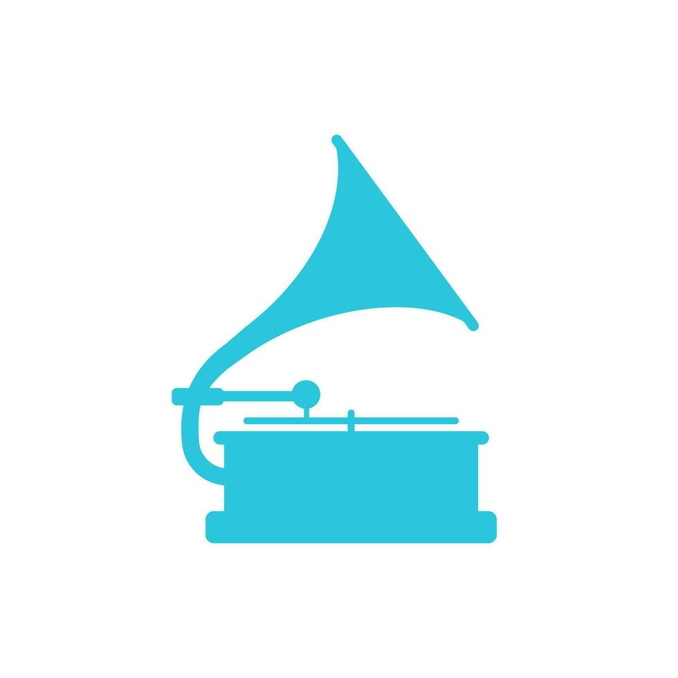 Grammophon Symbol. von Blau Symbol Satz. vektor