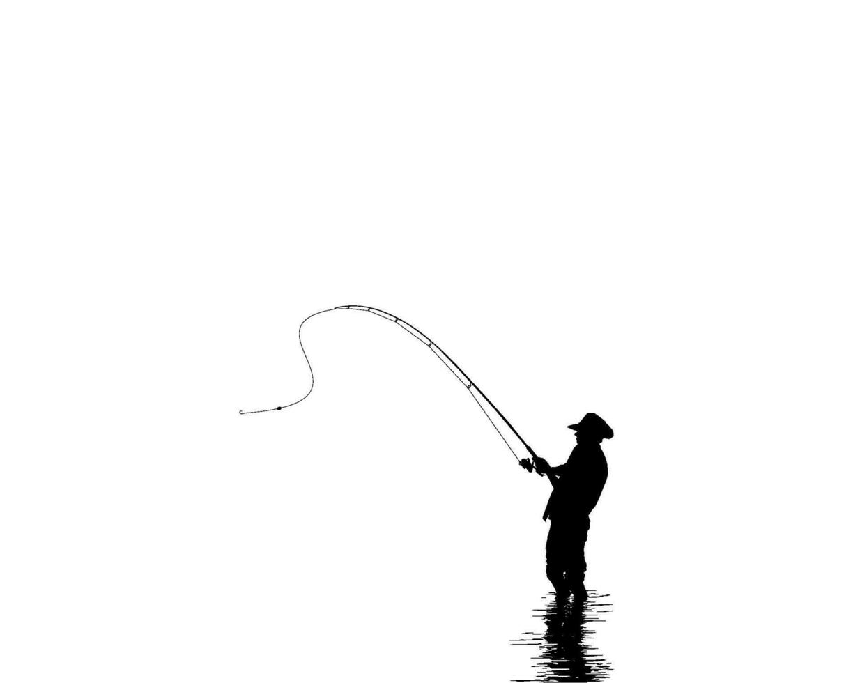 fiskare man silhuett, för konst illustration, piktogram, hemsida, logotyp typ eller grafisk design element. vektor illustration