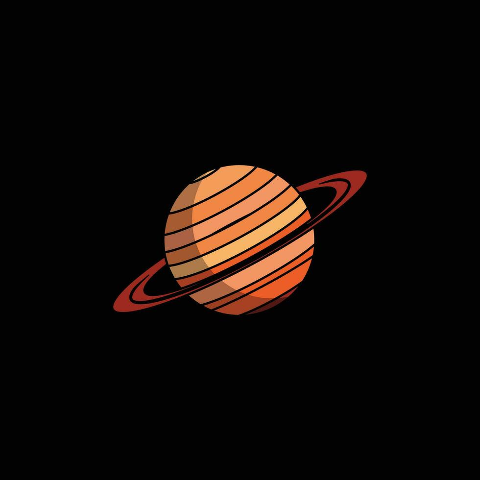 sol- systemet saturn planet med ringa på mörk svart bakgrund ikon illustration vektor