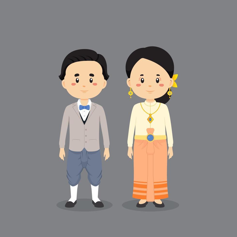 par karaktär bär thailand traditionell klänning vektor