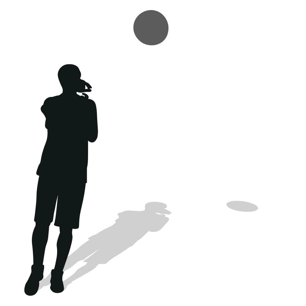 Basketball, schwarz Silhouette von ein Athlet Basketball Spieler mit ein Ball vektor