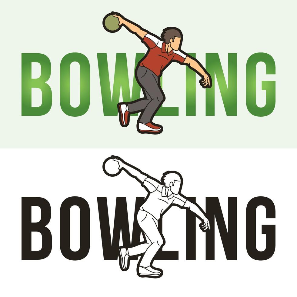 Bowlingtext mit Sportspieler vektor