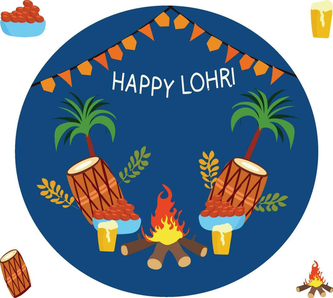 Strand glücklich lohri Sommer- indisch Vektor Illustration