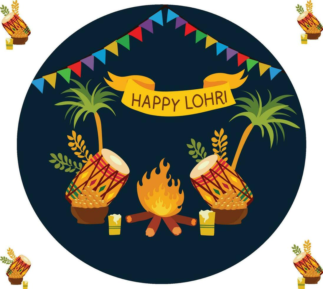 Strand glücklich lohri Sommer- indisch Vektor Illustration