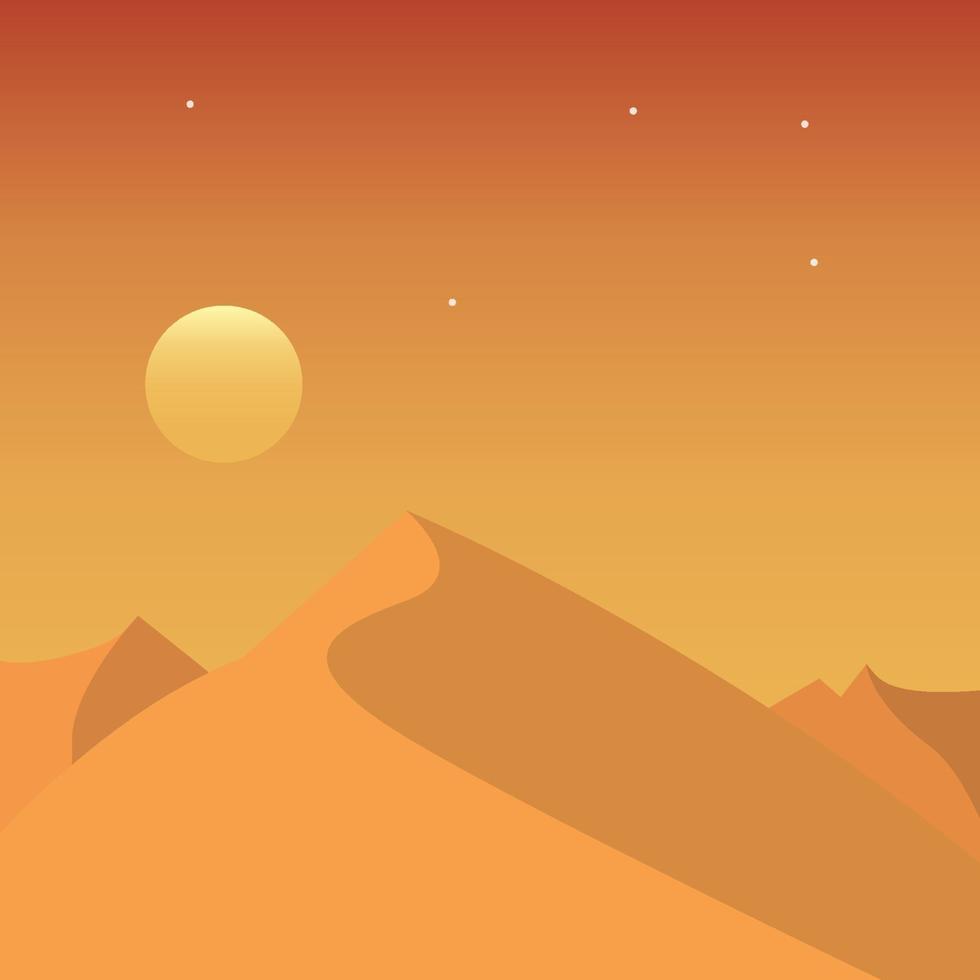 schöne Landschaft. Sonnenuntergang, Wüste. Vektorillustration im flachen Design vektor