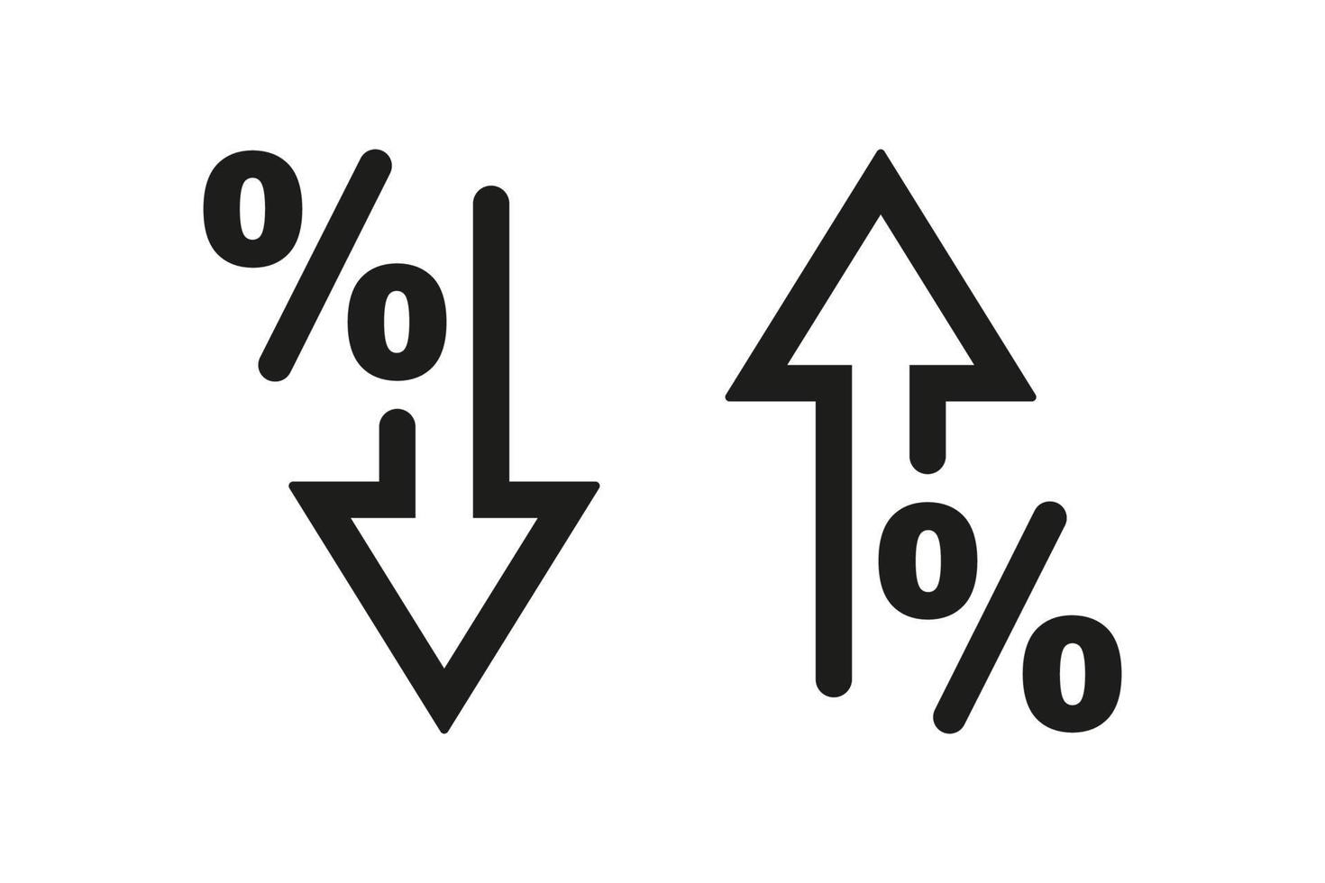 procent ner och procent upp ikoner. vektor illustration