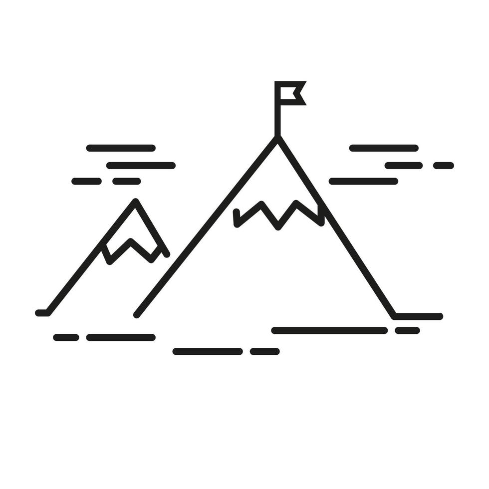 berg med flagga och molnikon. vektor illustration