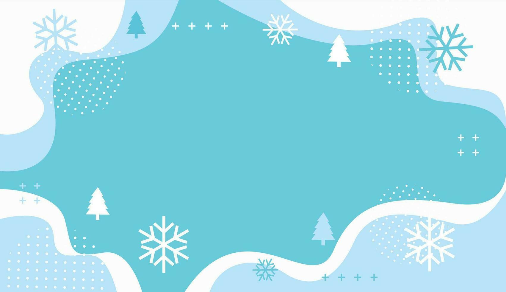 en blå bakgrund med snöflingor och träd, vinter- vektor bakgrund, tapet illustrationer med vinter- snö tema