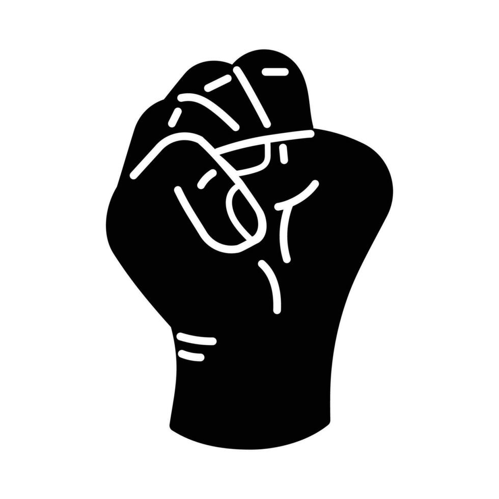 mänsklig hand gest symbol. grafisk av fingrar som visar känslor. finger gest i silhuett design. kommunikation uttryck använder sig av hand tecken i enkel stil. vektor ikon