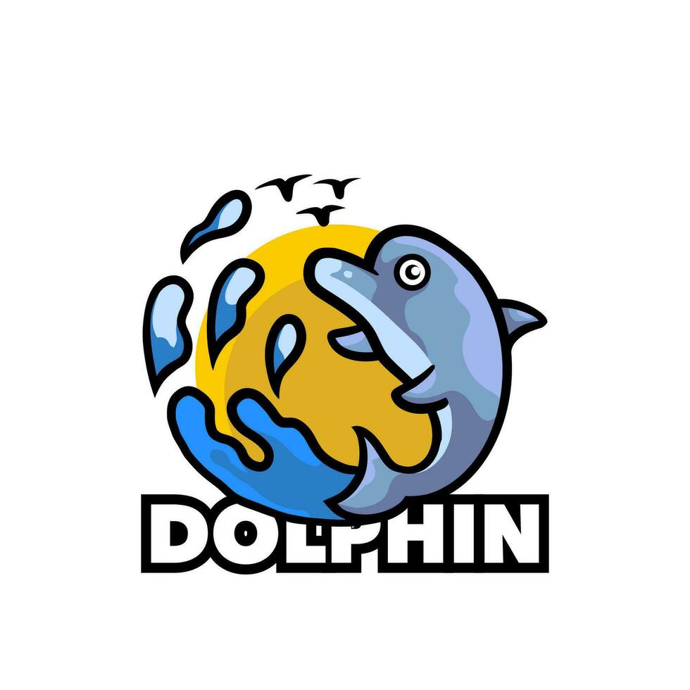 Delfin Sonnenuntergang Natur Logo vektor