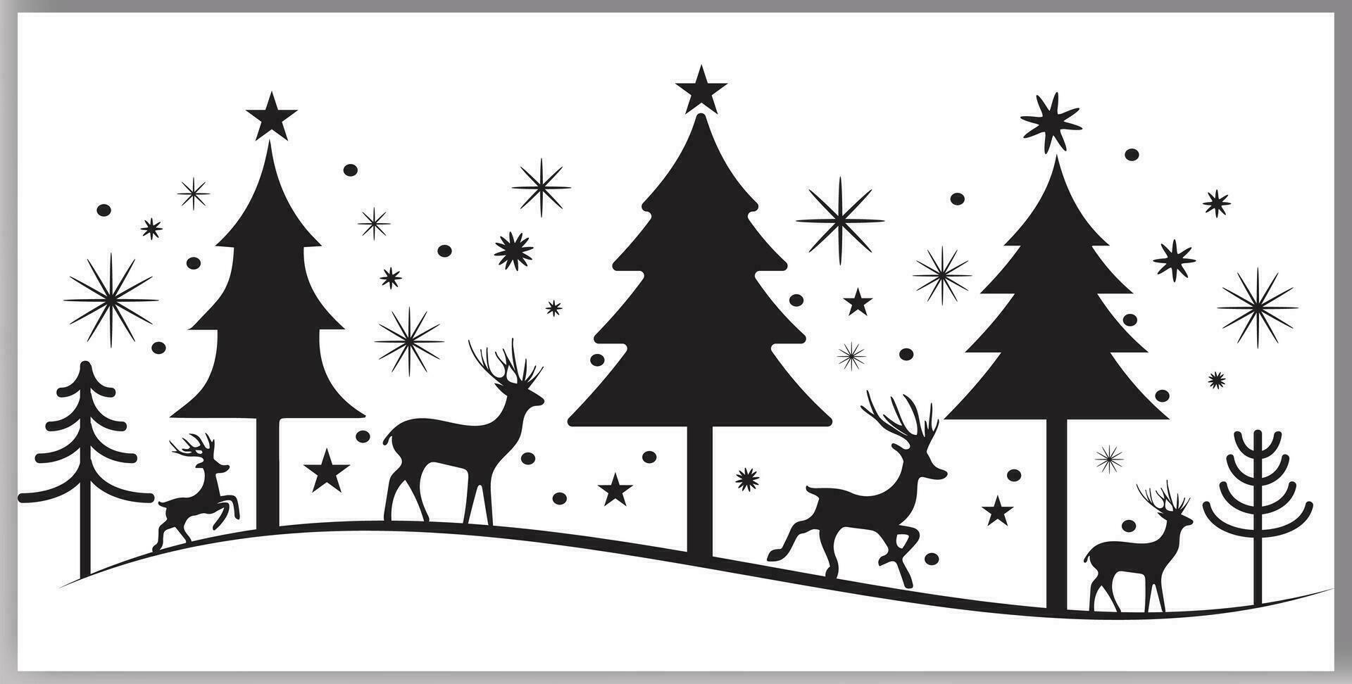jul träd ren och stjärnor i annorlunda design vektor