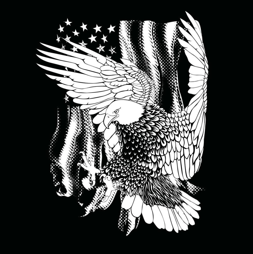 amerikanisch fliegen Adler Flagge Design vektor
