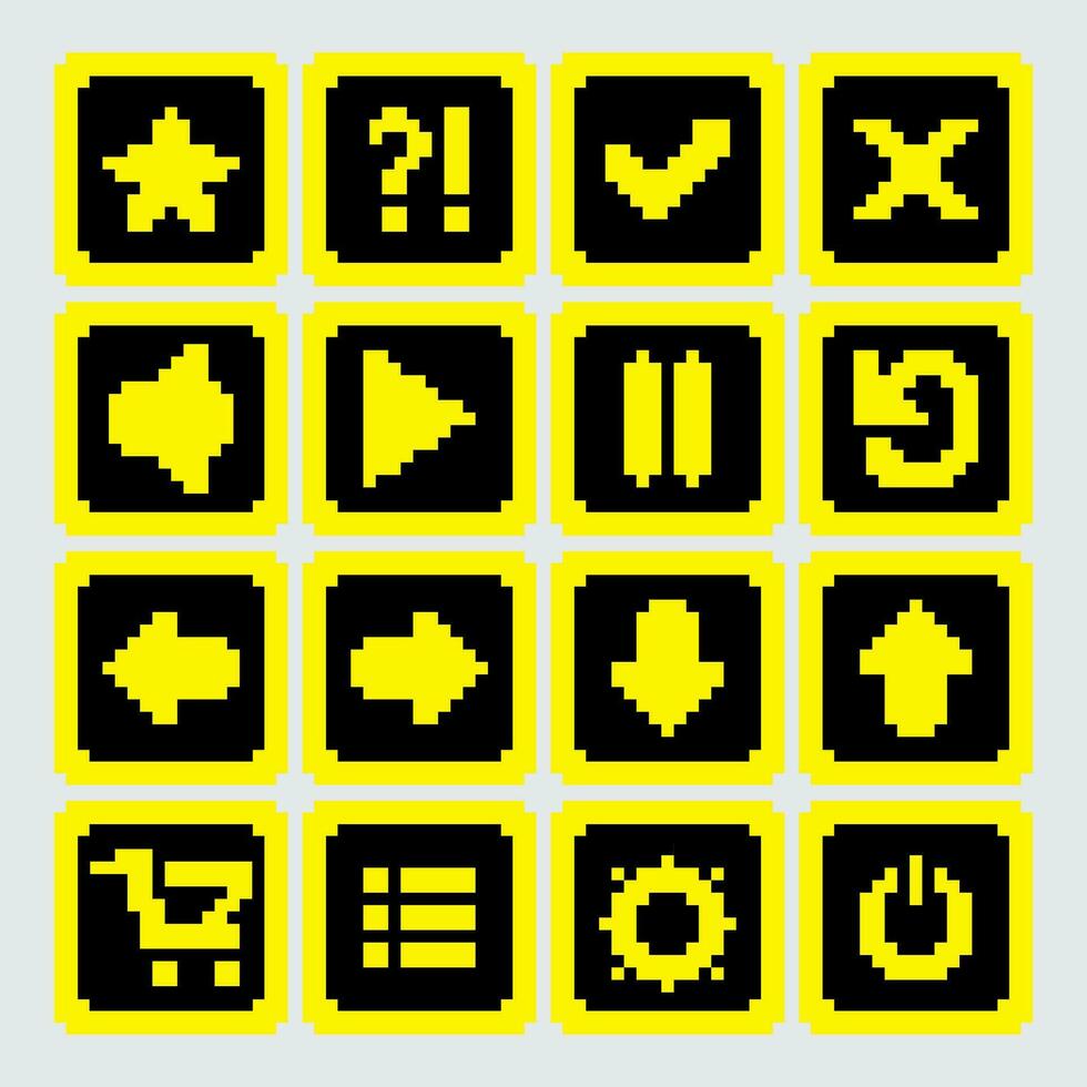 pixel ikon spel uppsättning vektor