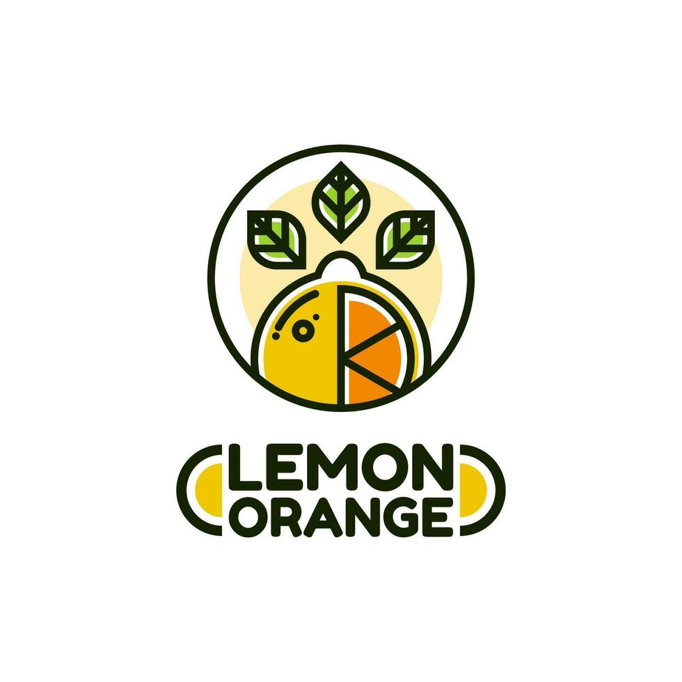 Orange Zitrone Zitrusfrüchte Obst Logo Design Vektor Illustration