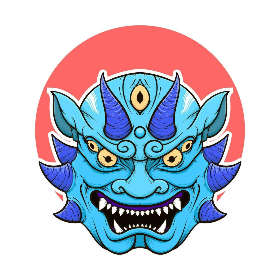 de traditionell japansk demon på i mask illustration vektor