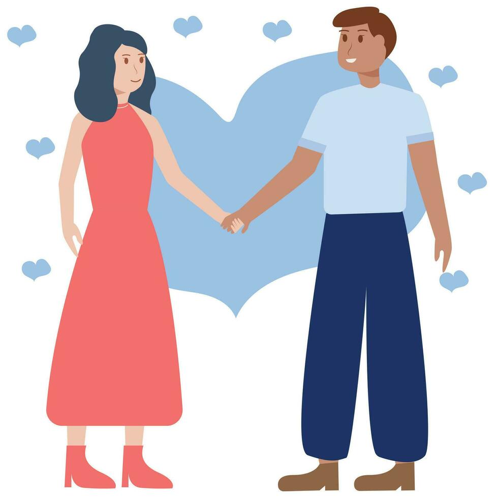illustration av en par i kärlek innehav händer vektor
