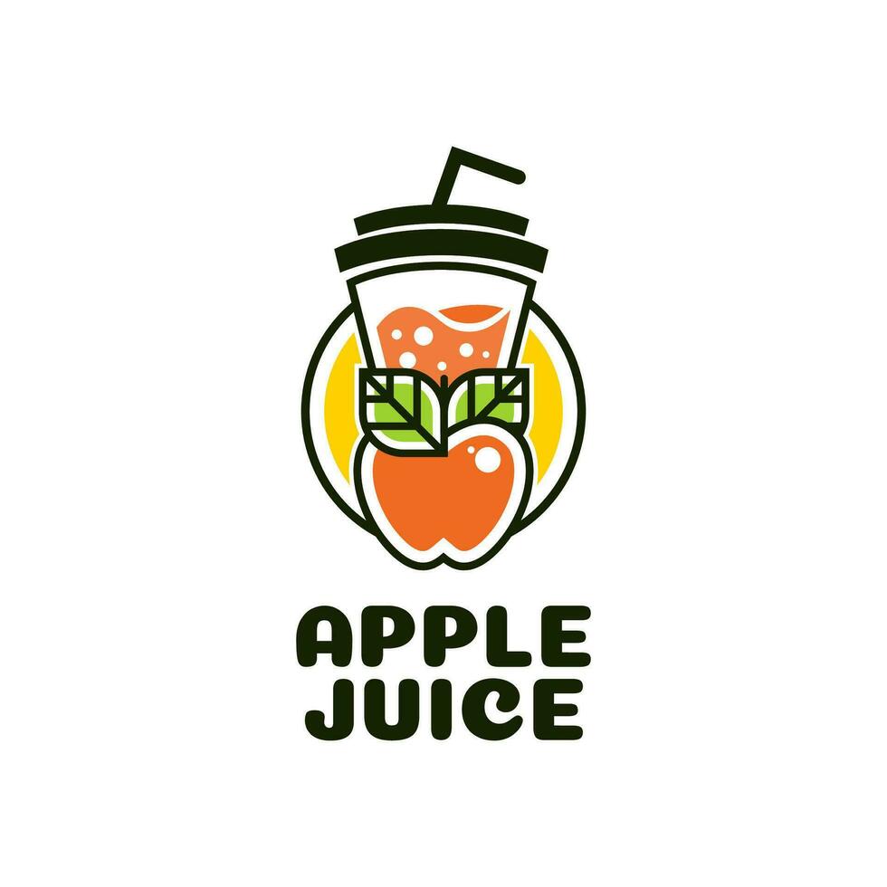 Apfel Saft Tasse trinken Obst Smoothie Cocktail Logo Konzept Design Illustration vektor