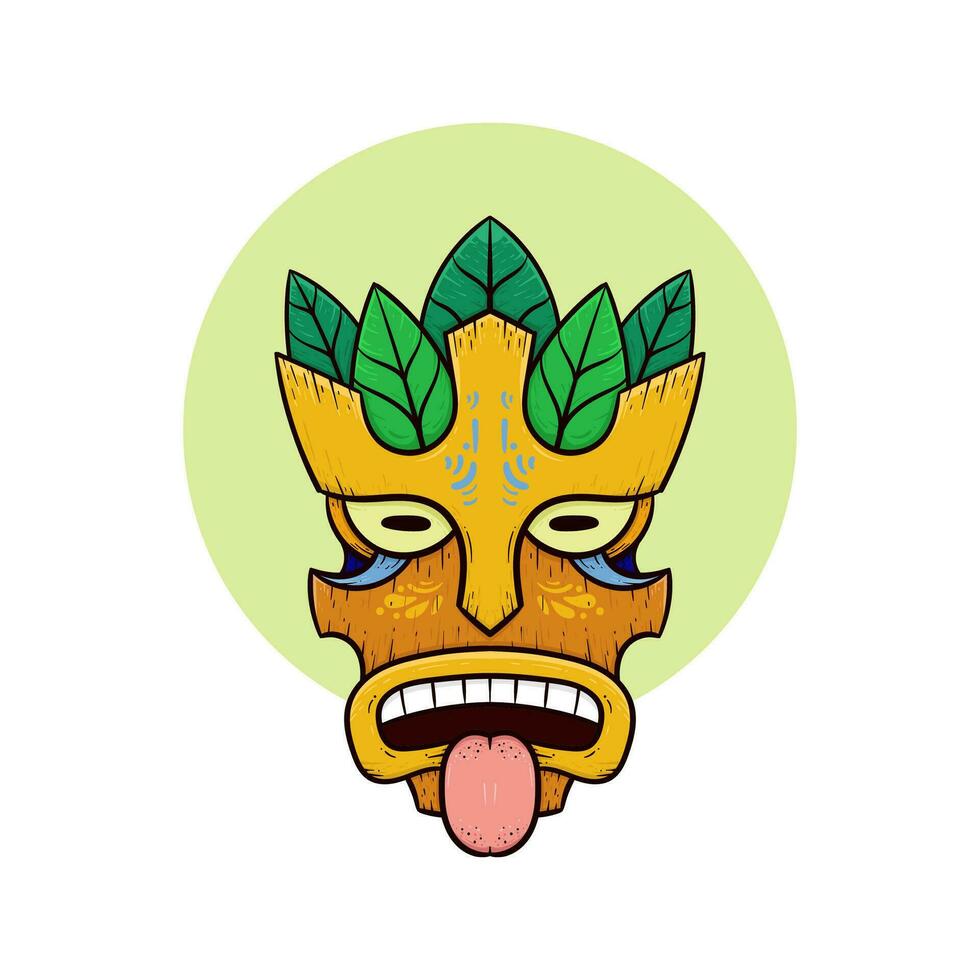 Stammes- Tiki Masken hawaiisch Totem Kultur Vektor hölzern farbig Abbildungen