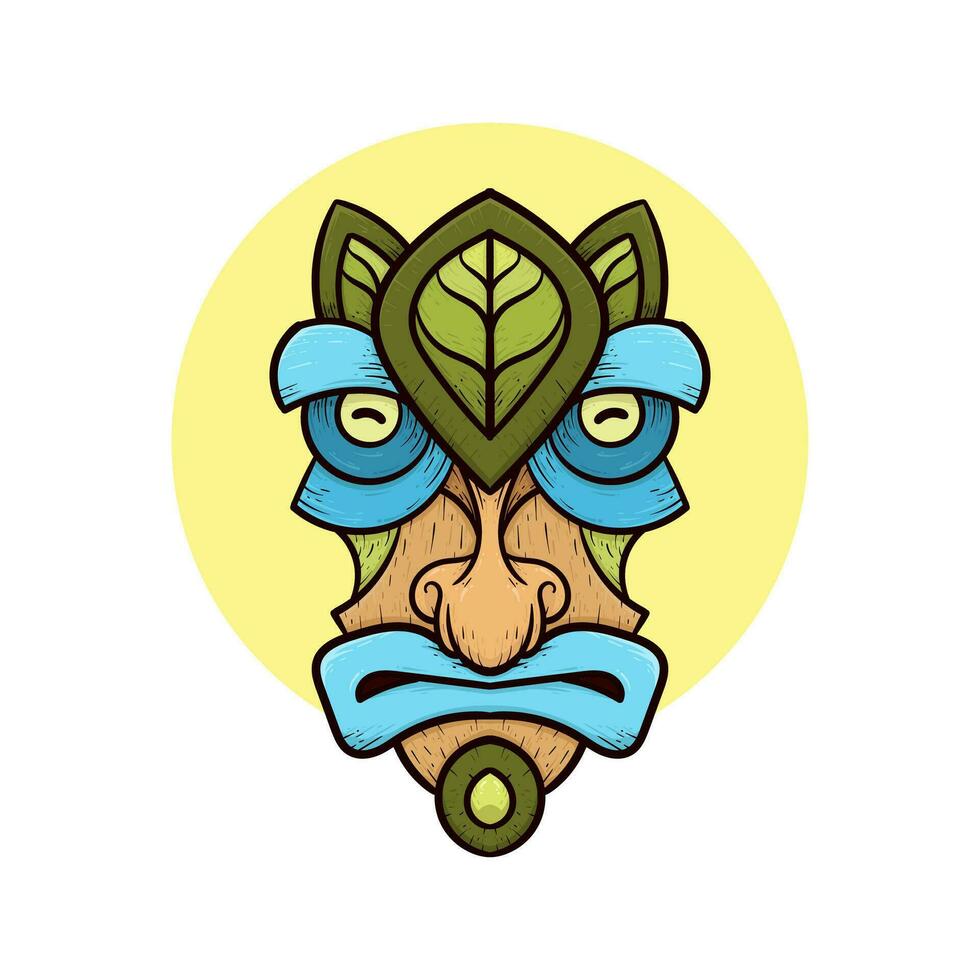 stam- tiki masker hawaiian totem kultur vektor trä- färgad illustrationer