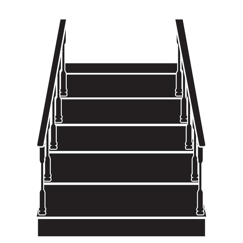 Treppe zum das Haus Innerhalb zu das zweite Boden, Vektor Illustration, isoliert schwarz Silhouette