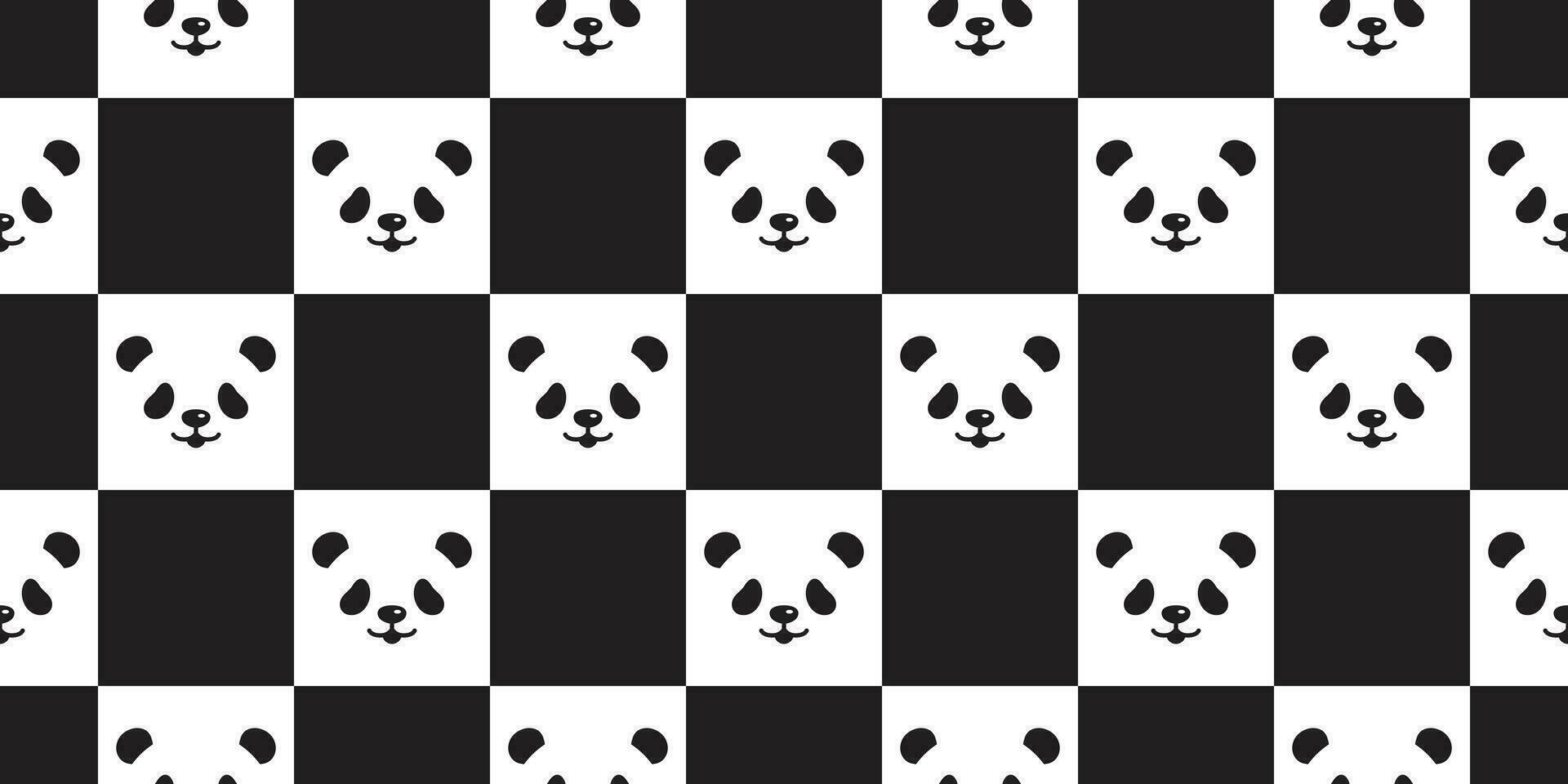 Bär nahtlos Muster Panda Polar- Bär Kopf Vektor überprüft Schal isoliert Teddy Karikatur wiederholen Hintergrund Fliese Hintergrund Illustration Gekritzel Design