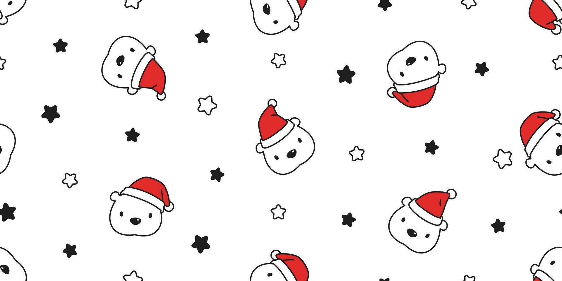 Björn sömlös mönster jul vektor santa claus hatt stjärna scarf isolerat upprepa tapet teddy tecknad serie bricka bakgrund illustration klotter design